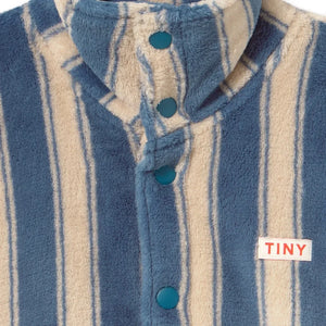 Tinycottons - Çizgili Polar Ceket | Petrol Mavisi