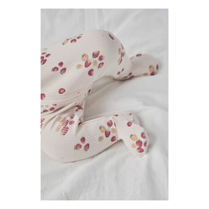 Petit Lem - Footed Pajamas Strawberry Ribana Organic Cotton | Pink