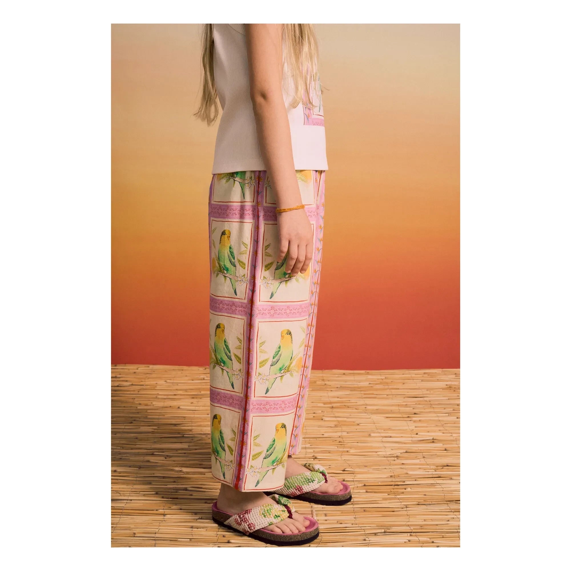 Maison Mangostan - Pantalones Patchwork Birds | Rosa