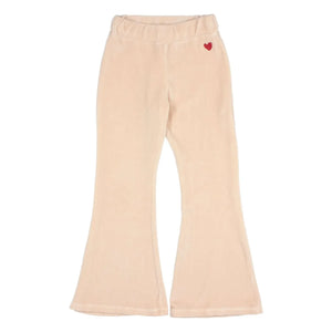Búho - Leggings acampanados de algodón orgánico con detalle de corazón de terciopelo | Rosa claro