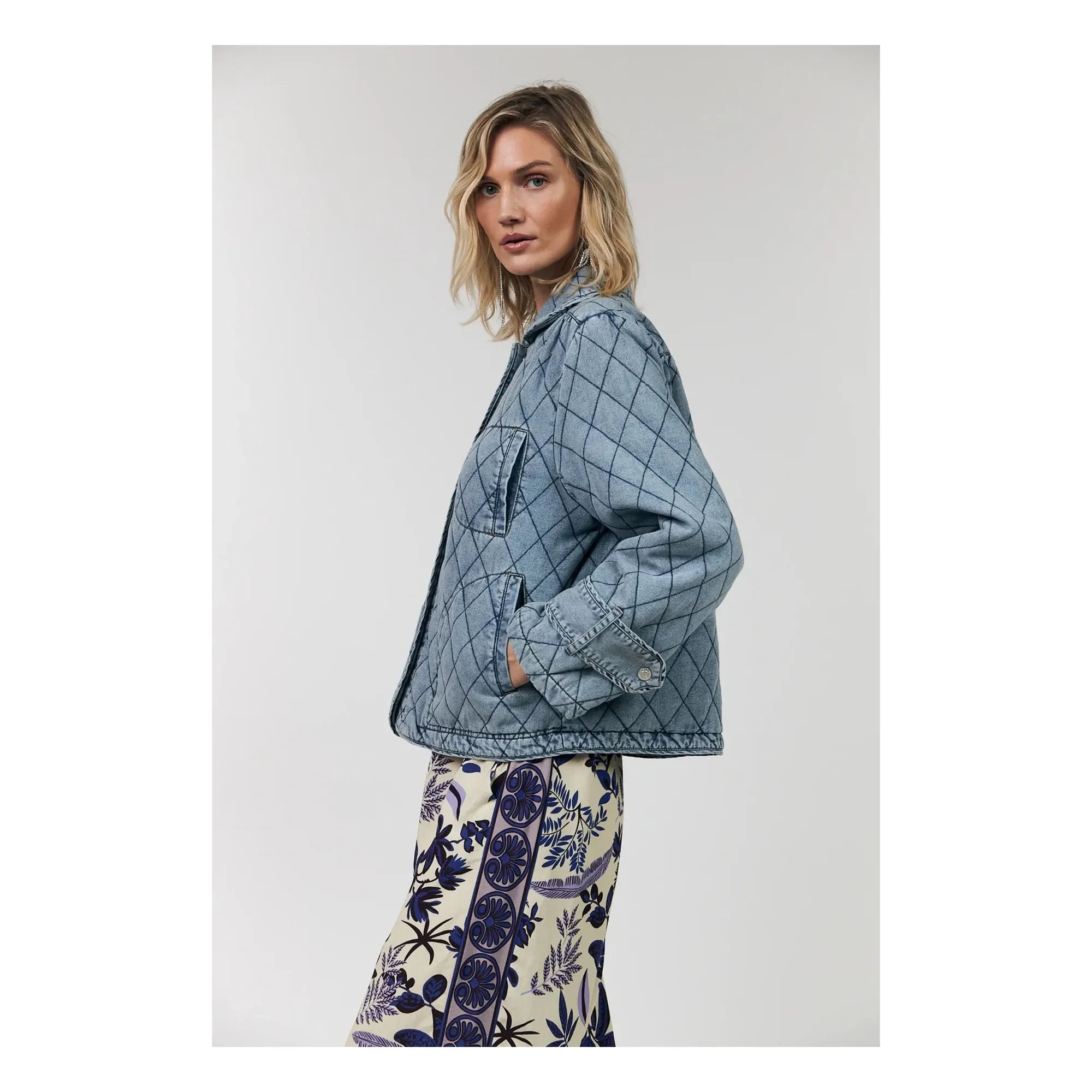 Lollys Laundry - Viola Kapitone Pamuk Ceket | Denim mavisi