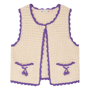 Bonpoint - Laila Cerises Ärmellose Strickjacke | Ecru