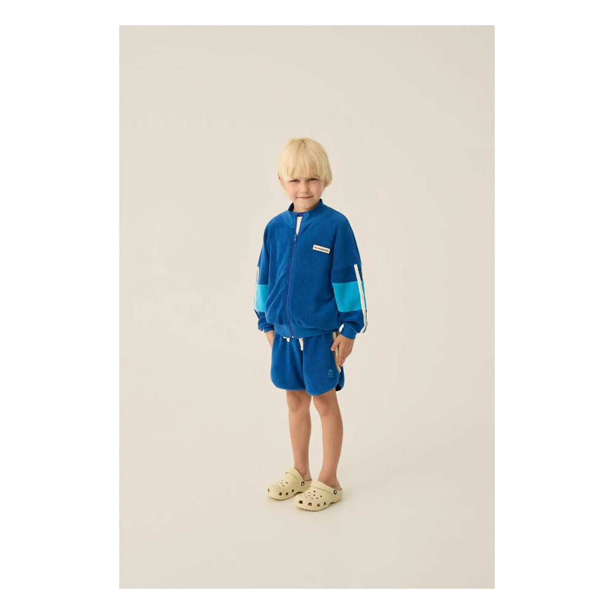 The Campamento - Color-Blocked Terry Zip-Up Sweat Top | Navy Blue