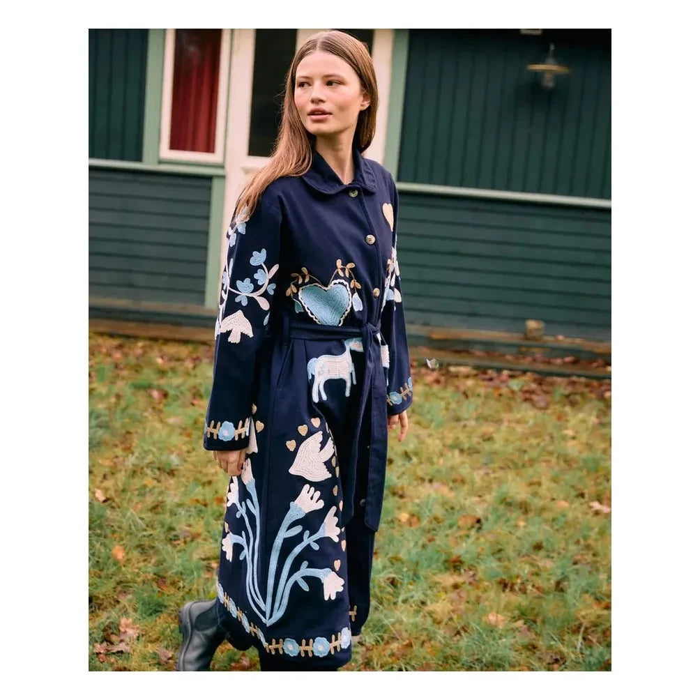 SISSEL EDELBO - Jacke aus Bio-Baumwolle mit Pferde-Stickerei | Marineblau