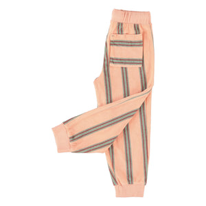 Piupiuchick - Organik pamuklu havlu kumaş çizgili jogger pantolon | Pembe