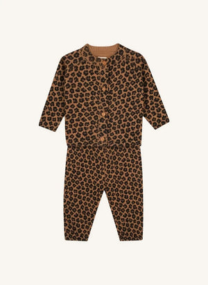 Bonton - Leoparden-Cardigan und Leggings-Set | Braun