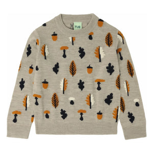 FUB - Jacquard-Merinowollpullover | Heather beige