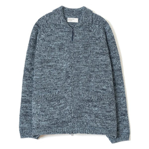 Universal Works - Woll-Strickjacke mit Reißverschluss | Graublau