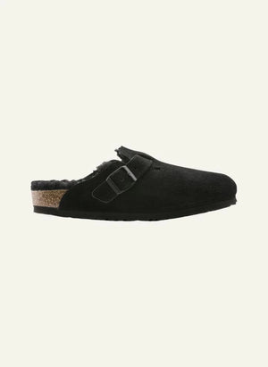 BIRKENSTOCK - Παντόφλες Boston με επένδυση από δέρμα προβάτου - Συλλογή ενηλίκων | Μαύρο