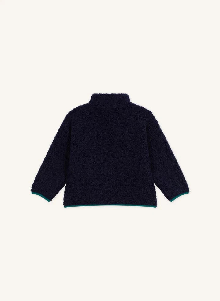 Petit Bateau - معطف شيربا بلوك ألوان باللون الأزرق منتصف الليل