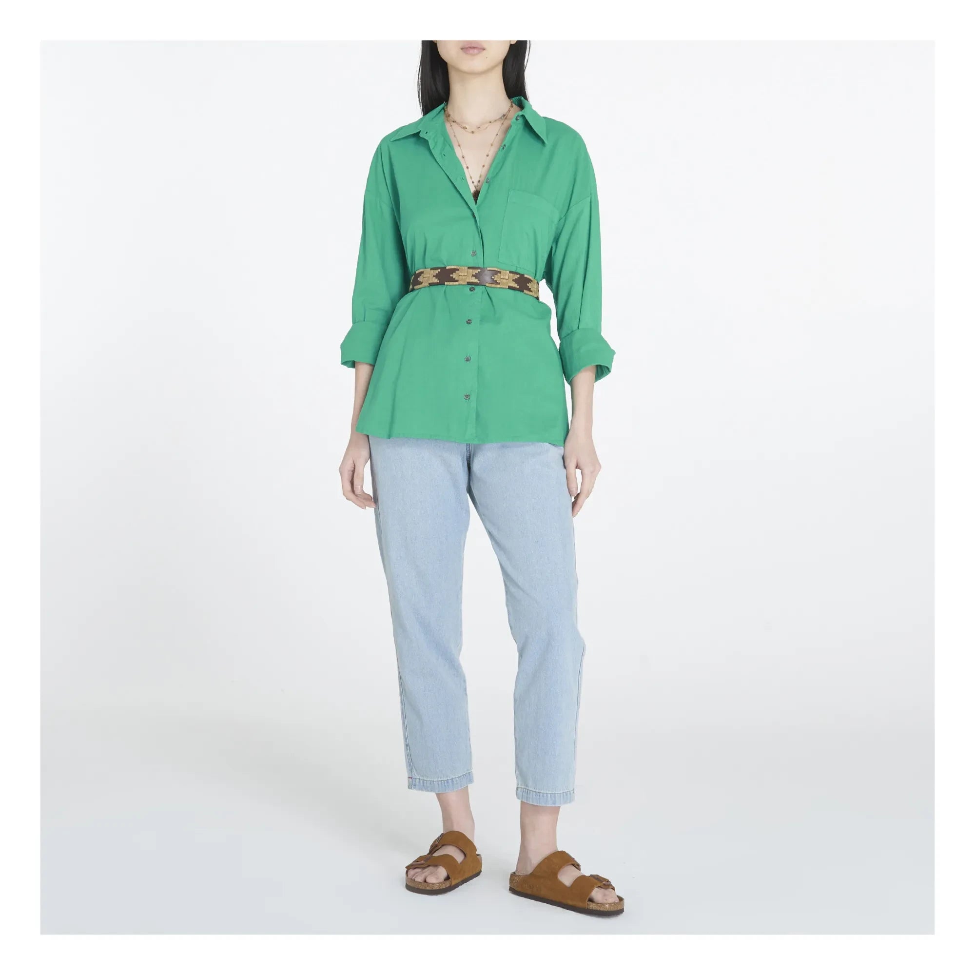 Xirena - Camisa de popelín de algodón Sydney | Verde