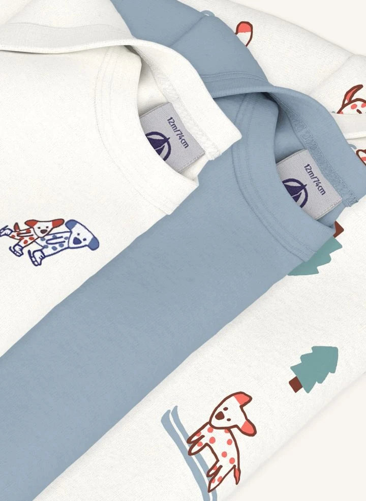 Petit Bateau - Set de 3 camisetas de algodón orgánico para perro | Blanco