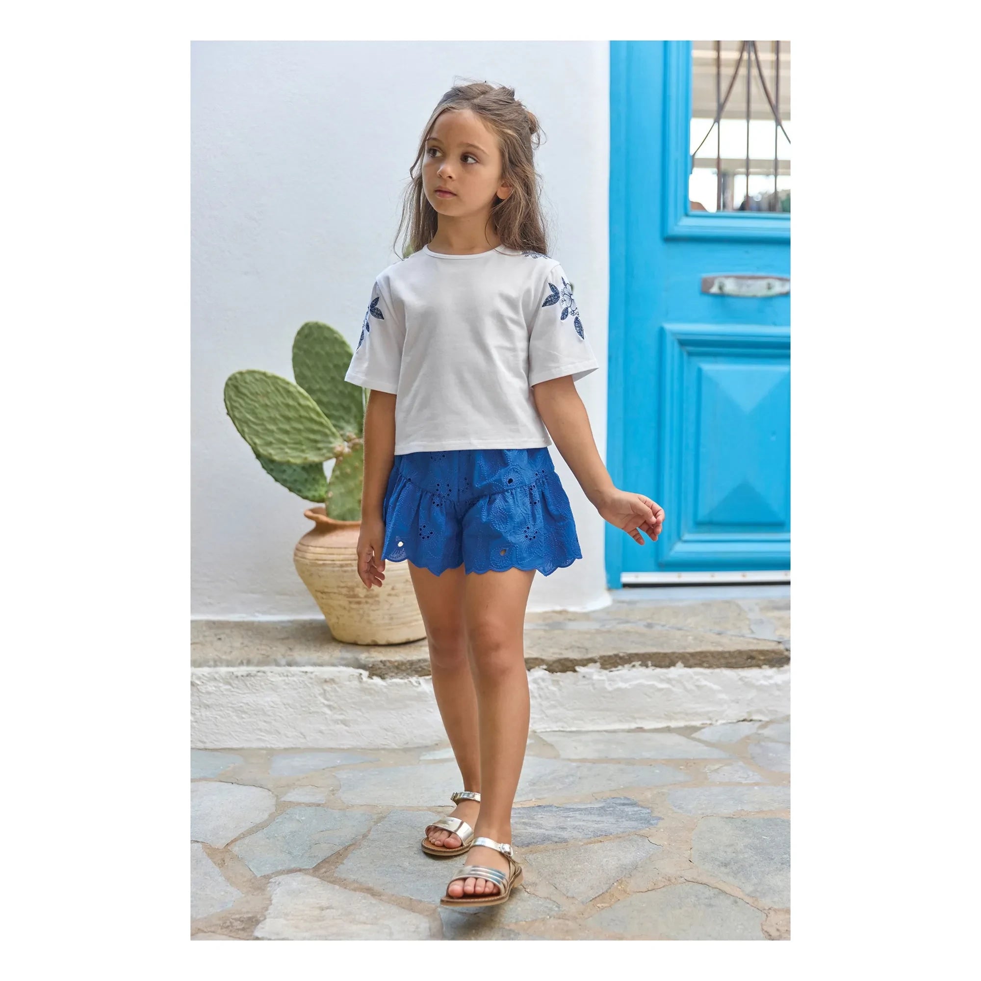 Tartine et Chocolat - T-Shirt mit Blumenstickerei | Weiß