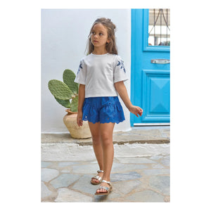 Tartine et Chocolat - T-Shirt mit Blumenstickerei | Weiß