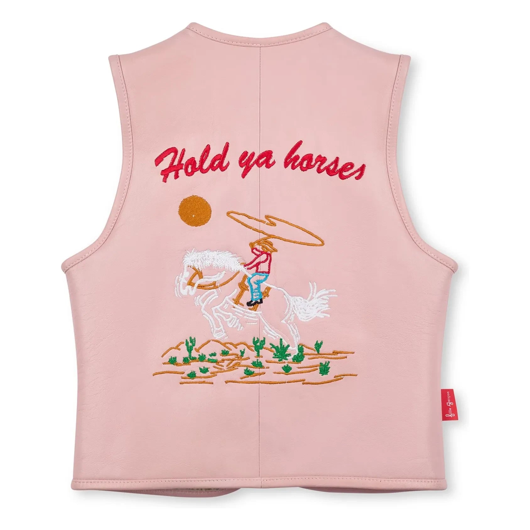Fille Garçon - Hold Ya Horses Nappa Deri Kolsuz Ceket | Soluk Pembe