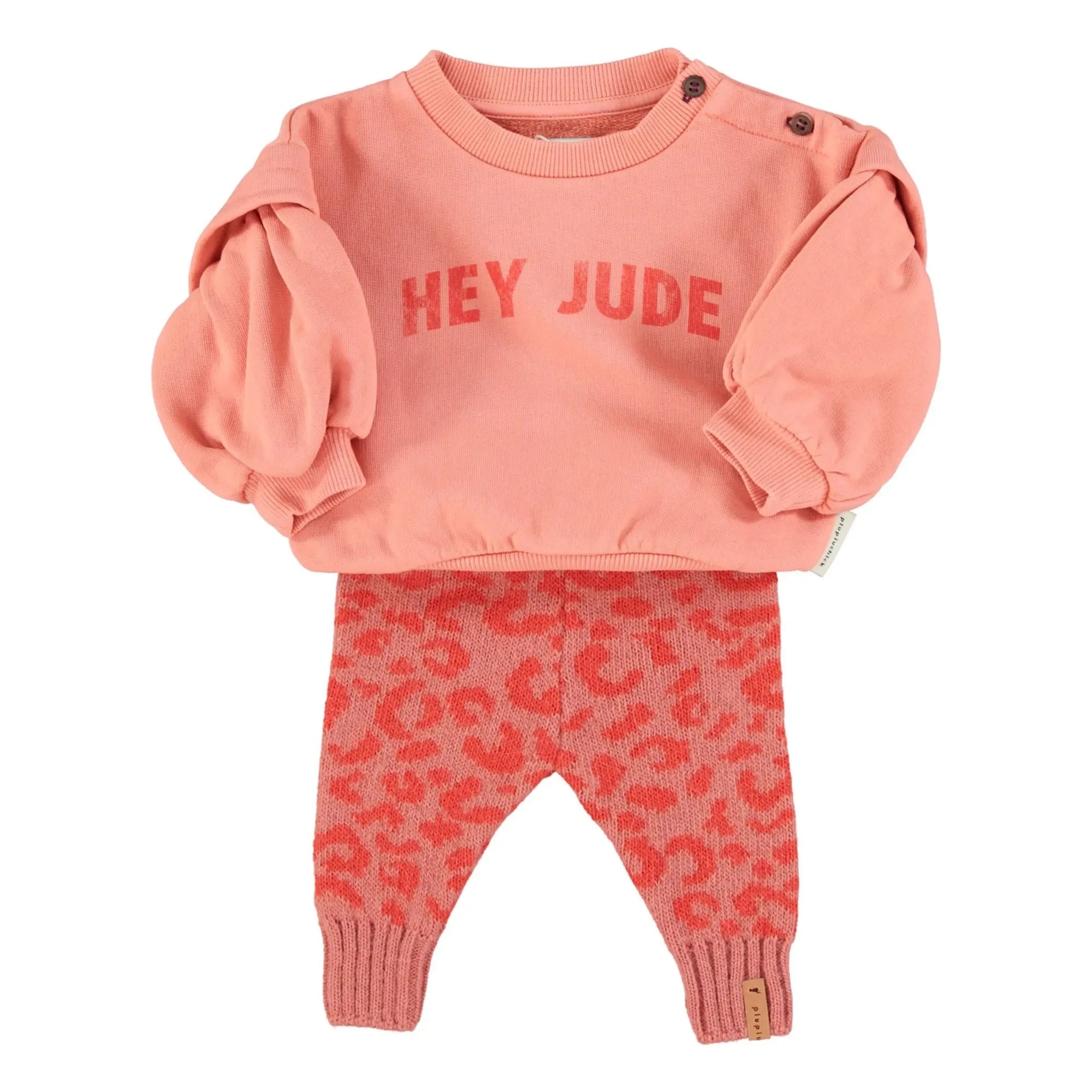 Piupiuchick - Hey Jude organik pamuklu volanlı sweatshirt | Mercan
