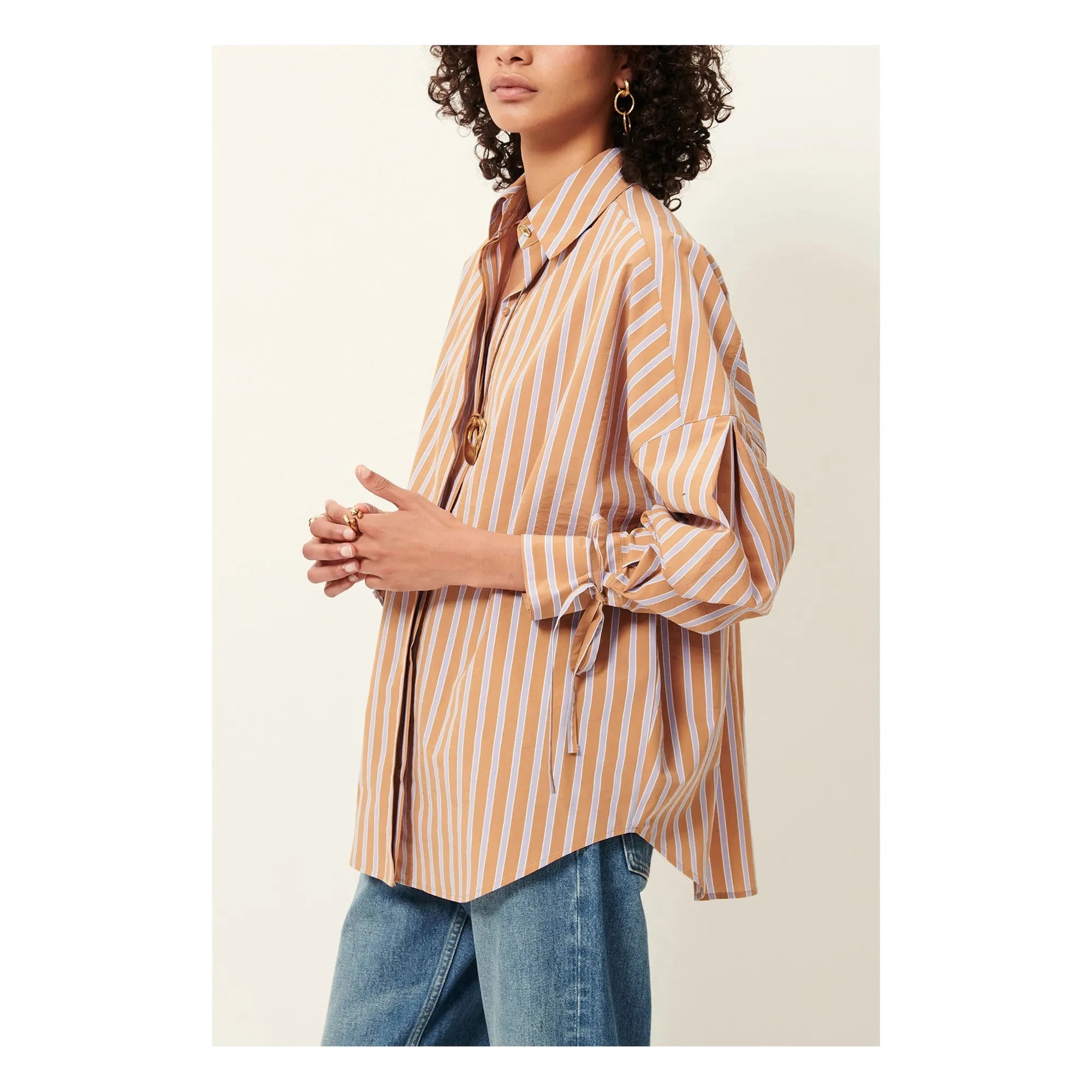 Sessùn - Camisa a rayas de algodón Armando | Terracota