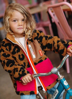 Hello Hossy - Leopar Polar Ceket | Kahverengi