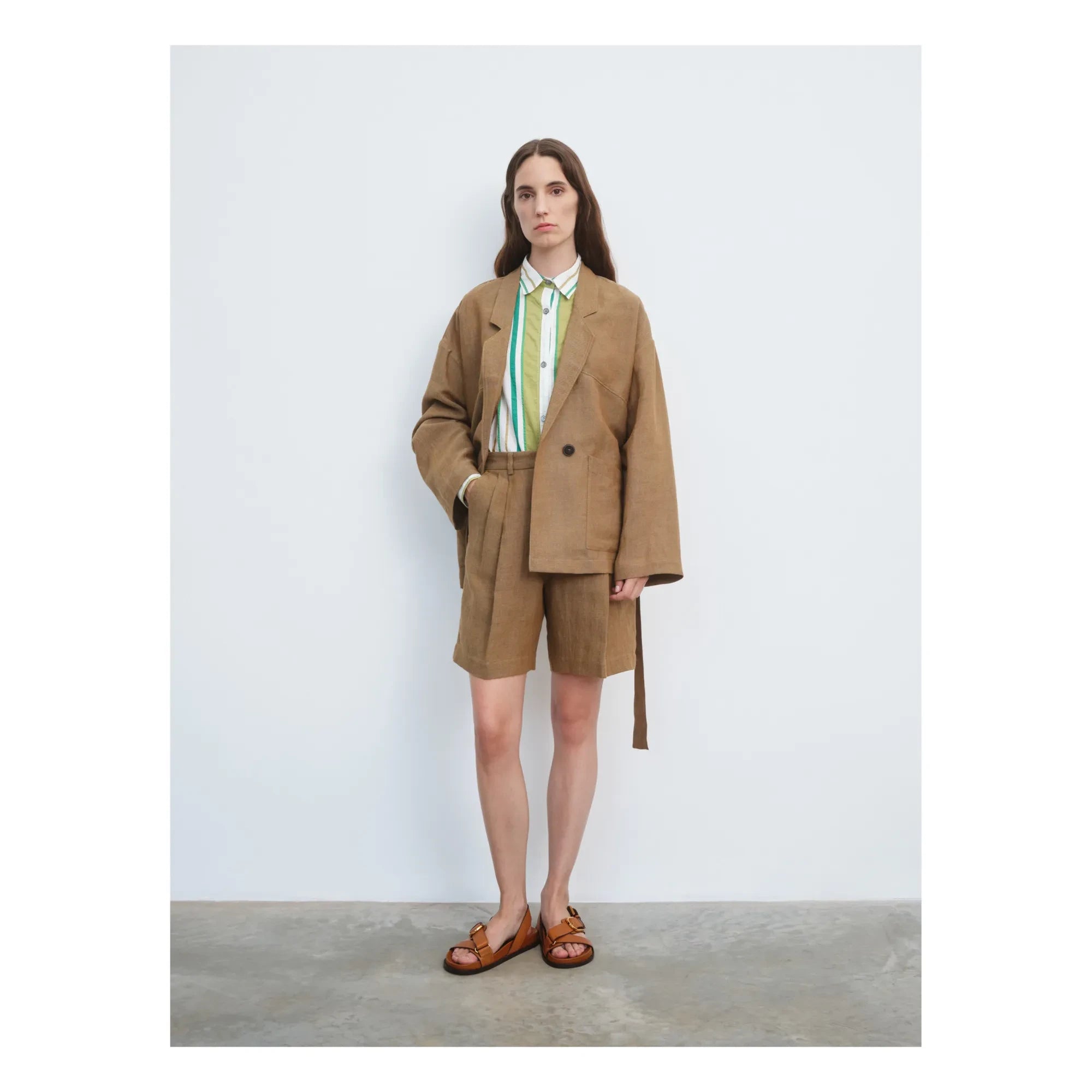 Pomandère - Linen and cotton Bermuda shorts | Taupe brown