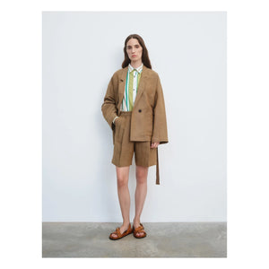 Pomandère - Linen and cotton Bermuda shorts | Taupe brown