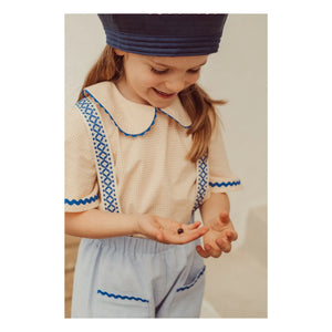 THE LiTTLE POETS - Florbela Carreaux Claudine Collar Embroidered Blouse | Pale Yellow