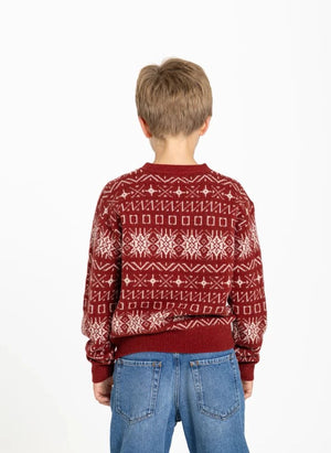 Hundred Pieces - Suéter de lana merino con jacquard Mika | Rojo oscuro