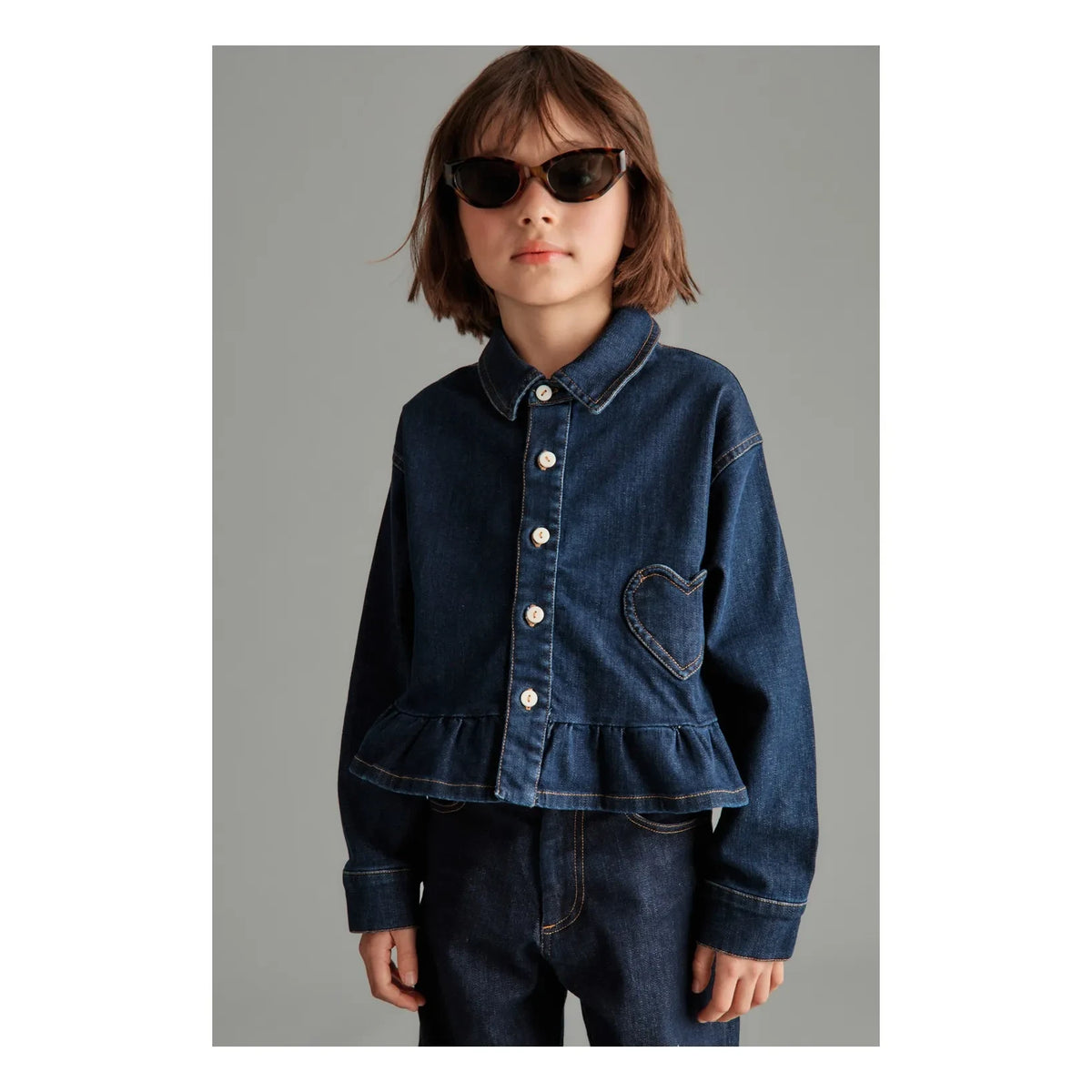 Mipounet - Camisa vaquera Love | Azul oscuro