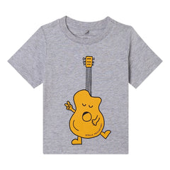 Stella McCartney Kids - Graues Bio-Baumwoll-T-Shirt mit Gitarre