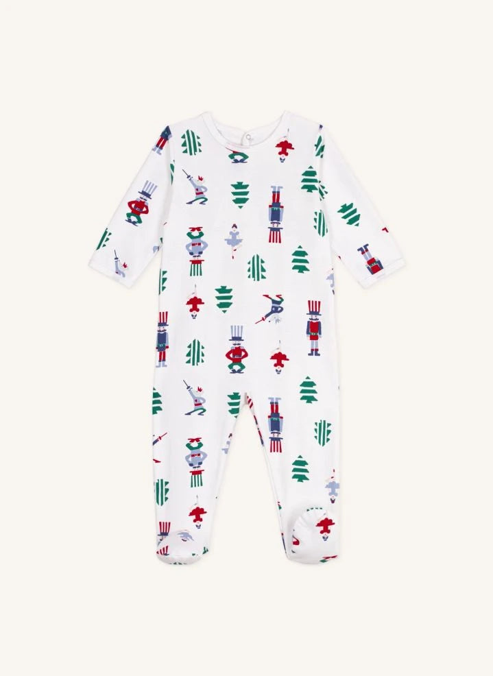 Petit Bateau - بيجامات عيد الميلاد فليس من القطن العضوي | أبيض