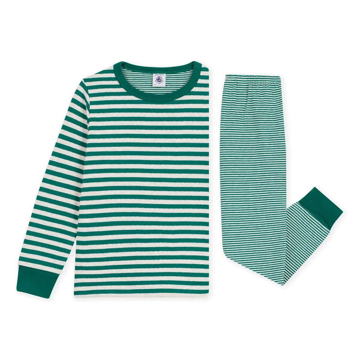 Petit Bateau - Pijama de algodón orgánico a rayas | Verde