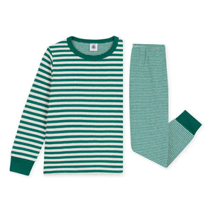 Petit Bateau - Pijama de algodón orgánico a rayas | Verde