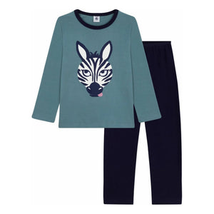 Petit Bateau - Zebra organik pamuklu pijama | Mavi