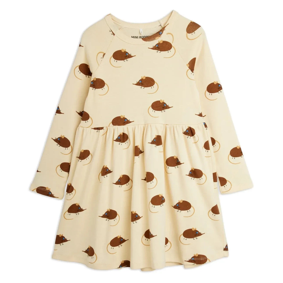 Mini Rodini - Vestido Ratón de Algodón Orgánico | Beige