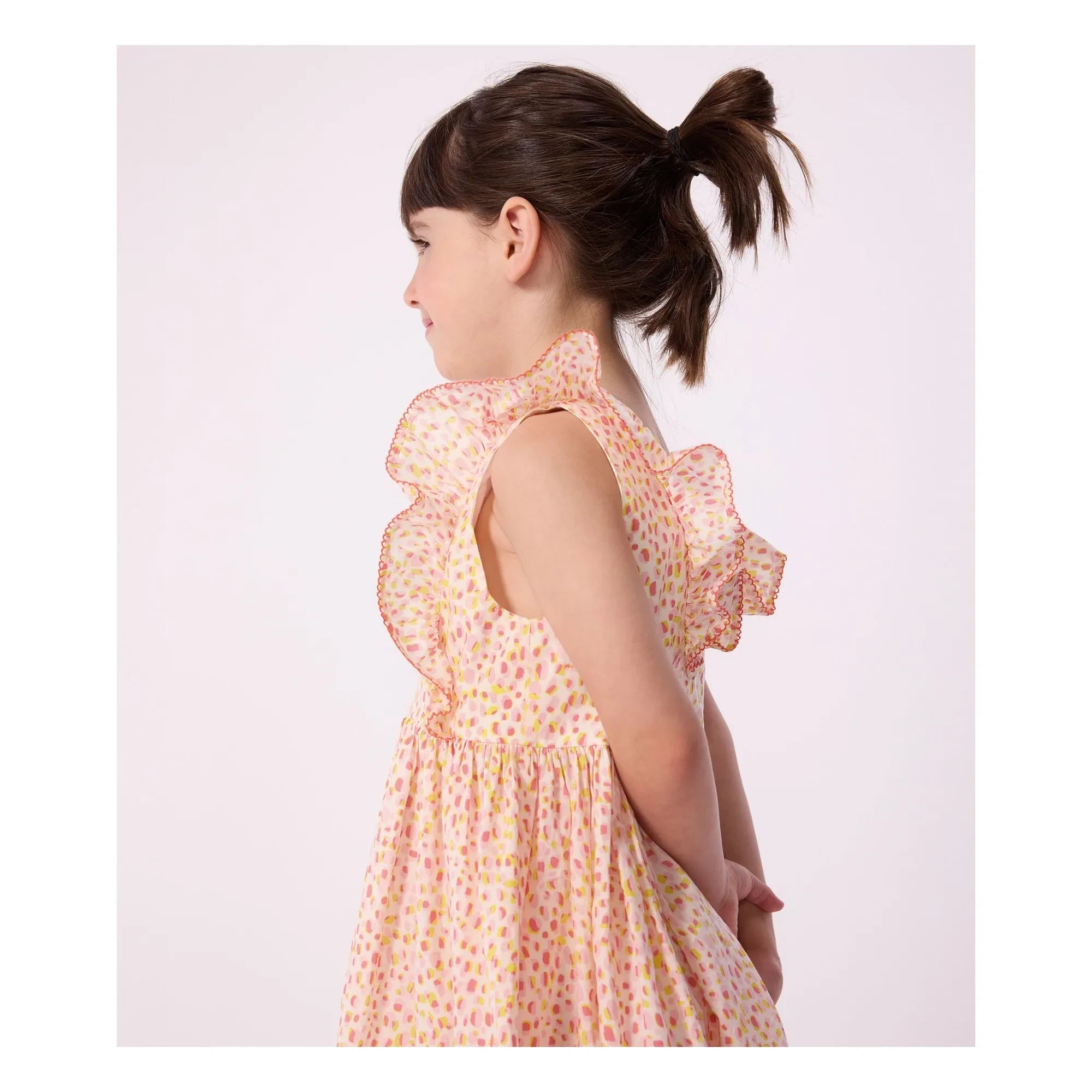 Petit Bateau - Organik Pamuk Poplin Puantiyeli Elbise | Coral