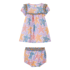 Stella McCartney Kids - Etoiles de Mer organische Baumwolle Kleid und Bloomer Set | Pflaume