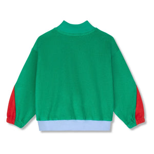 Wynken - Sudadera con cremallera de algodón orgánico con bloques de color | Azul claro