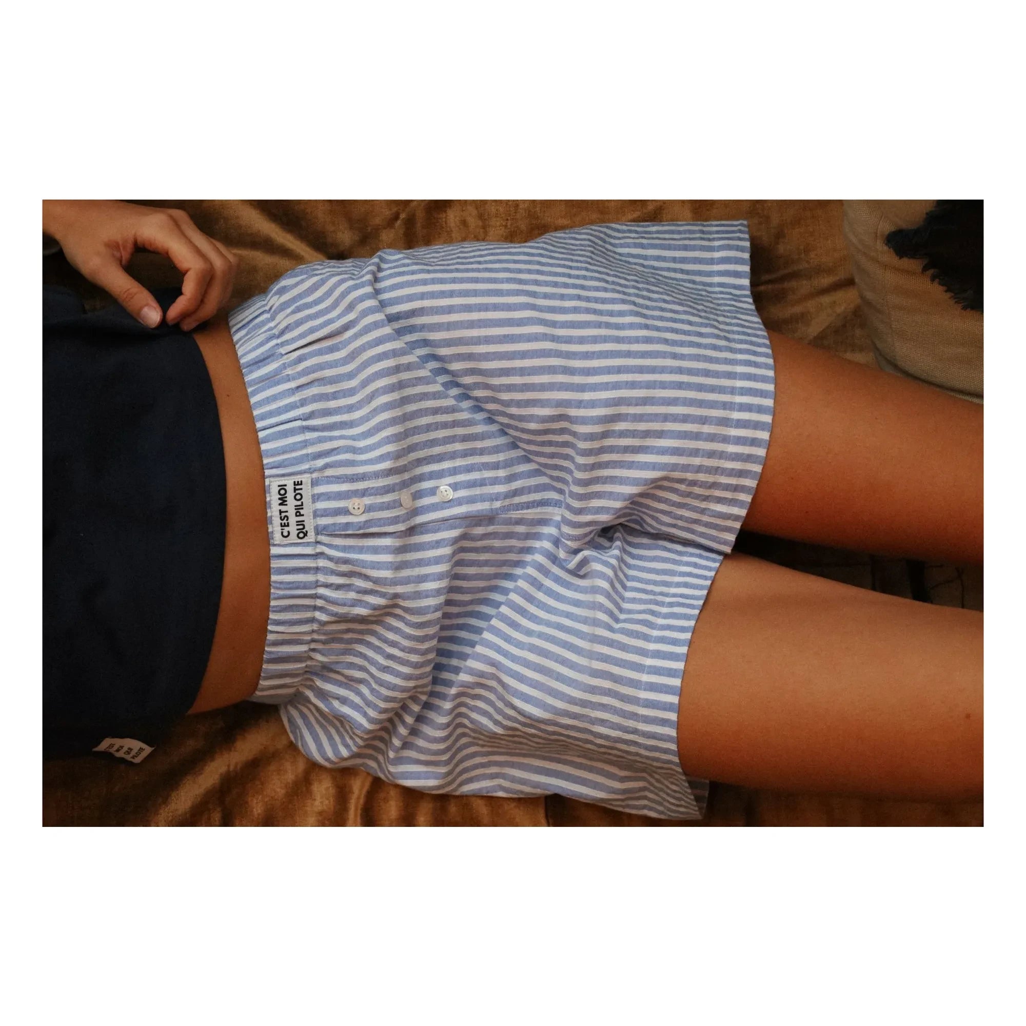 Ich bin der Fahrer - Gestreifte Shorts | Blau
