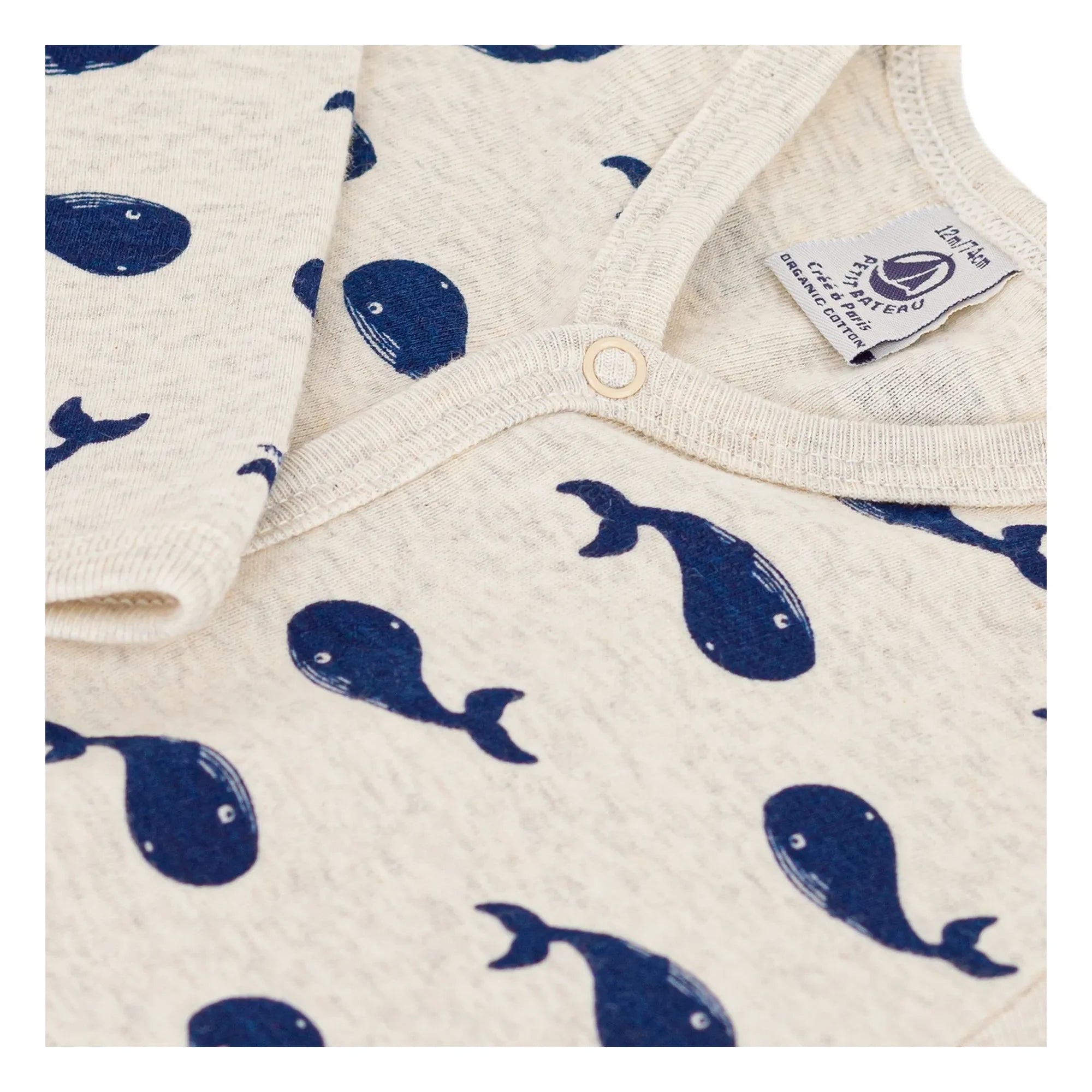 Petit Bateau - Banded Organic Cotton Pajama | Dark Gray Beige