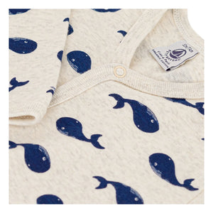 Petit Bateau - Banded Organic Cotton Pajama | Dark Gray Beige