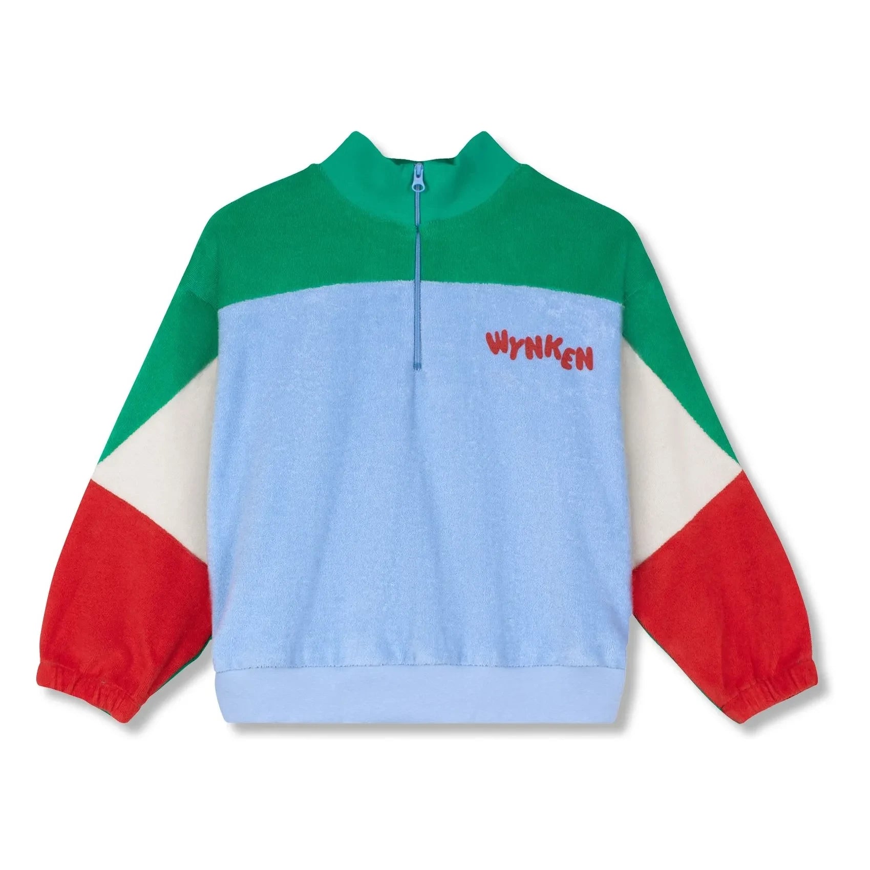 Wynken - Renk bloklu organik pamuk fermuarlı sweatshirt | Açık mavi