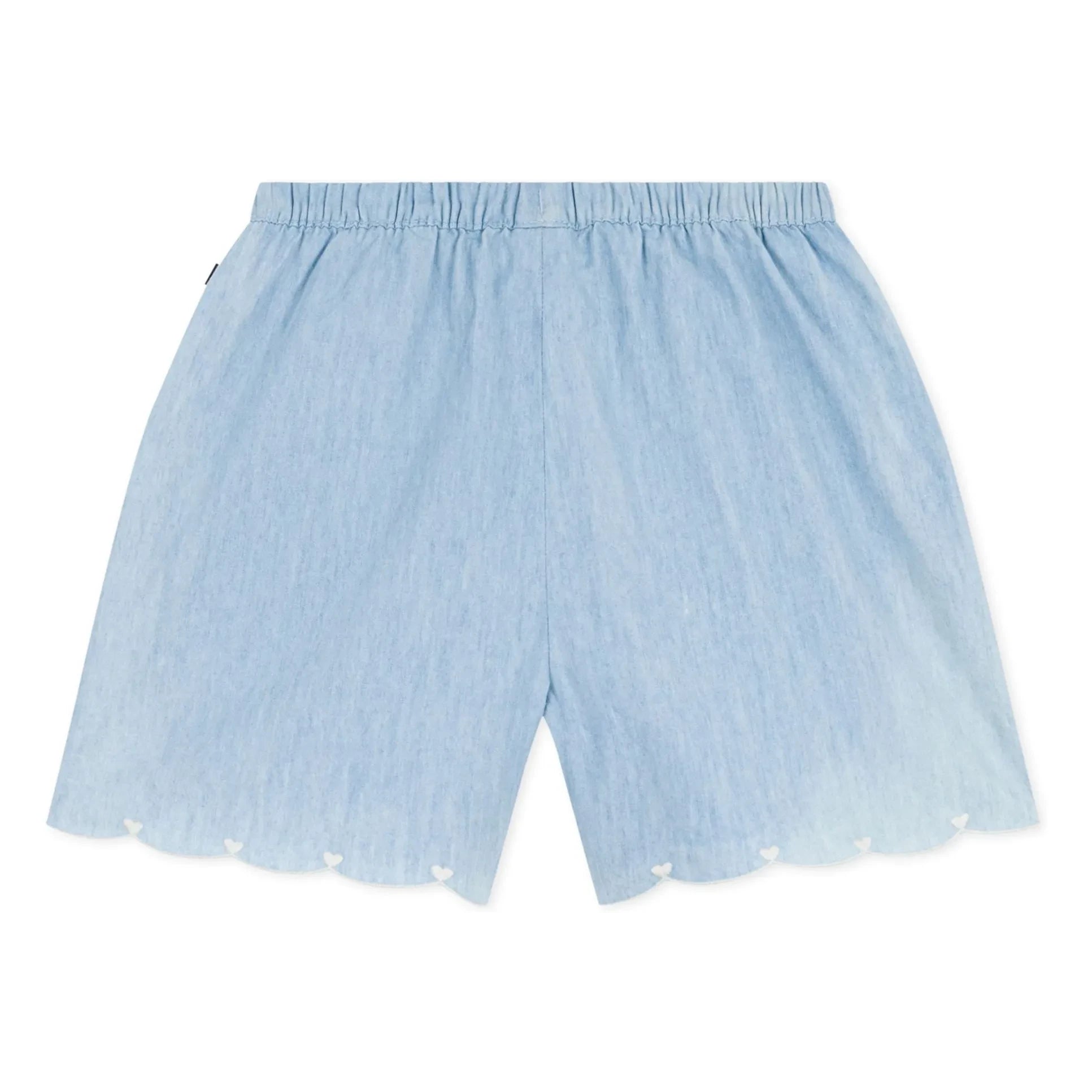 Petit Bateau - Organik Pamuklu Chambray Kalp Şort | Açık Mavi