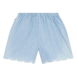 Petit Bateau - Organik Pamuklu Chambray Kalp Şort | Açık Mavi