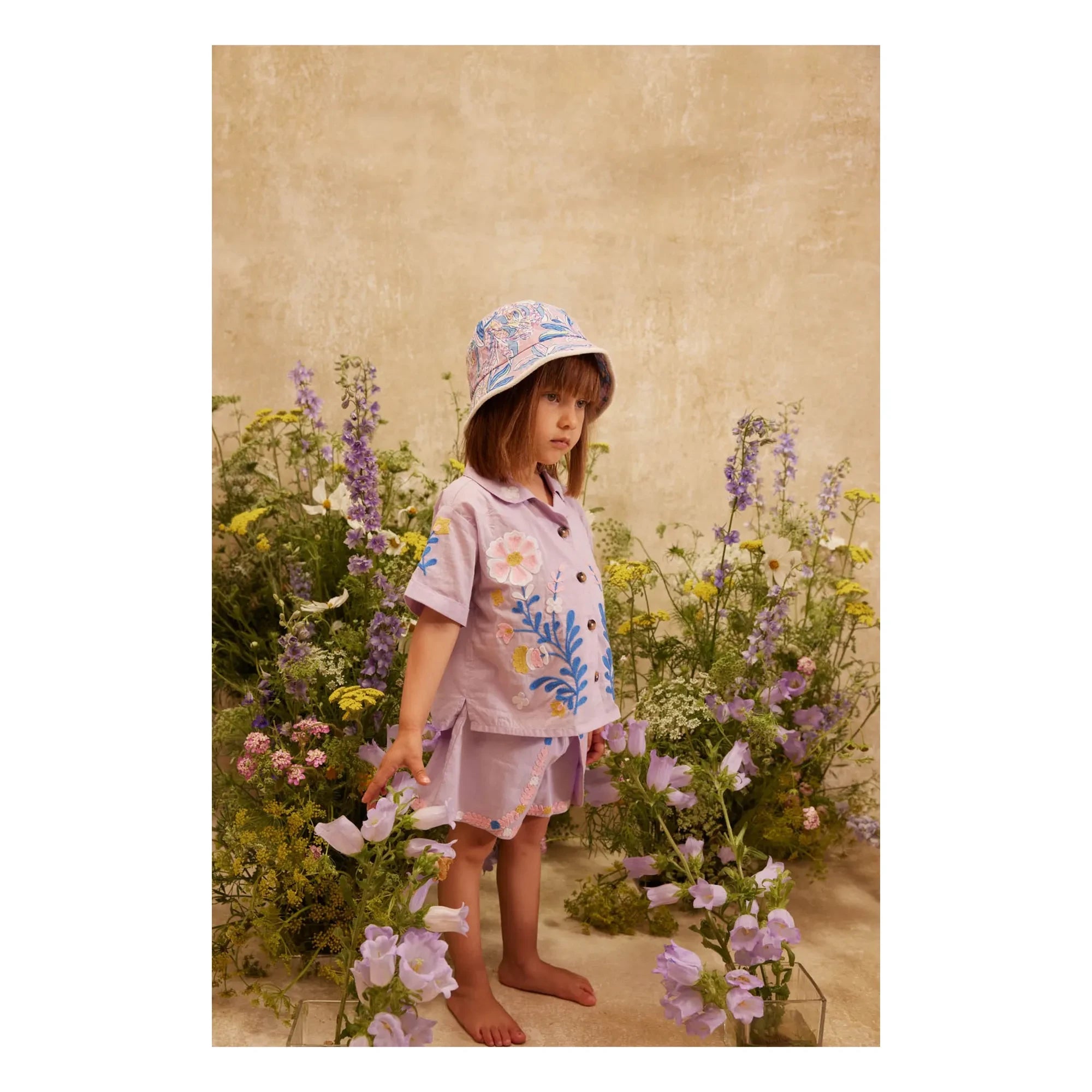 Louise Misha – Shorts aus Bio-Baumwolle mit Asien-Stickerei | Mauve
