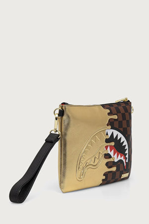 Sprayground - Brown Faux Leather Women's Shoulder Bag with Sharks in Paris 910B9344NSZ
