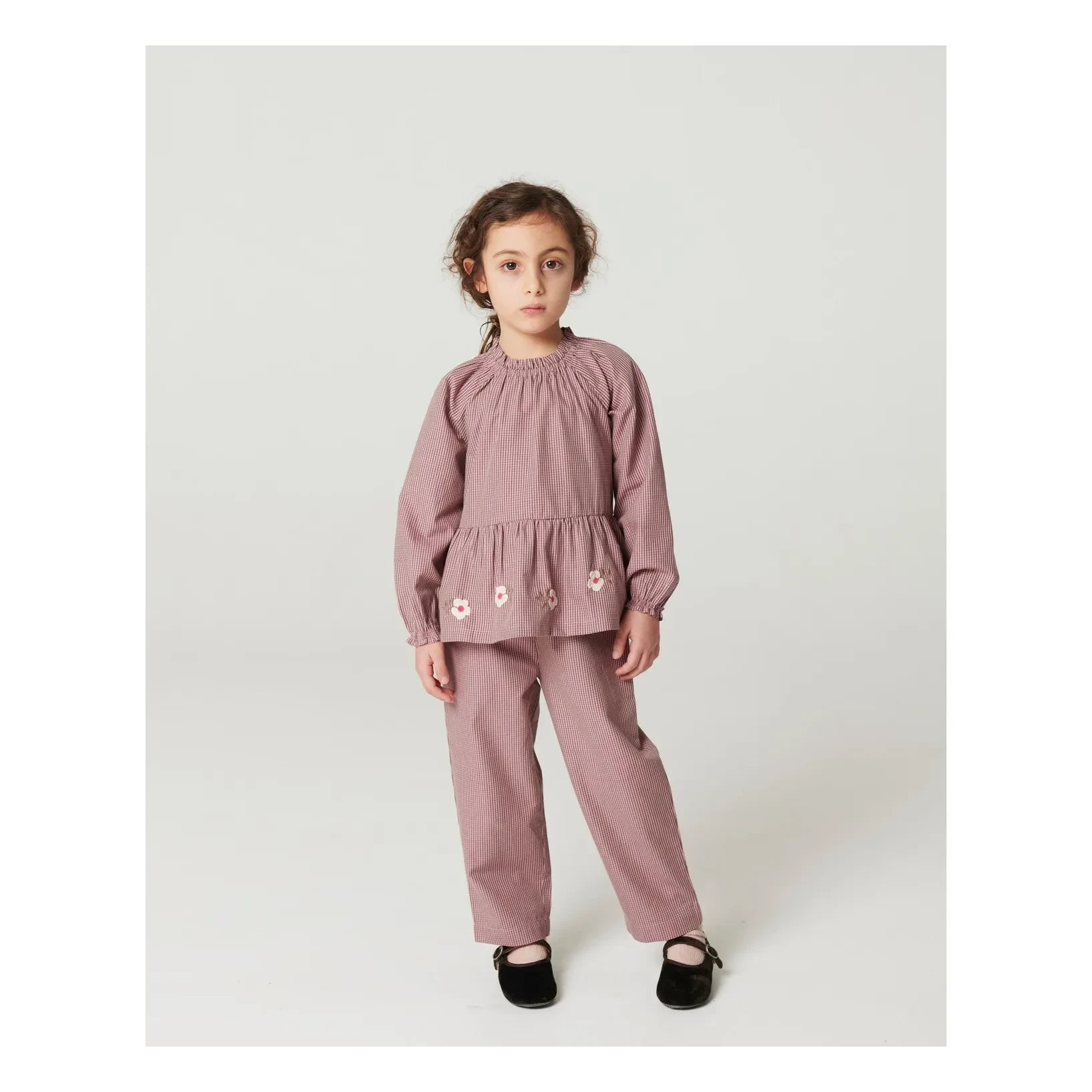Copenhagen Colors - Organik Pamuk Kareli Pantolon | Toz Pembe
