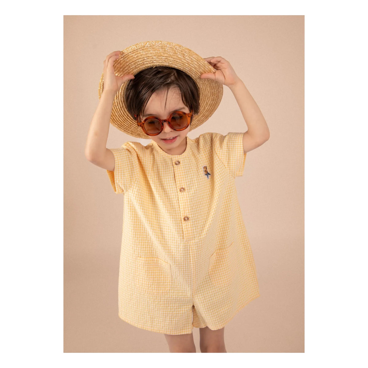 Loir - Arsène Vichy Organic Cotton Romper | Yellow