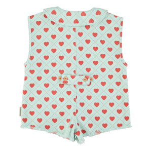 Piupiuchick – Twill-Strampler mit Herzchen | Hellblau