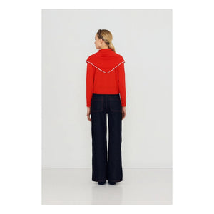 The Tiny Big Sister - Lara Scarf-Neck Wool Cardigan | Red