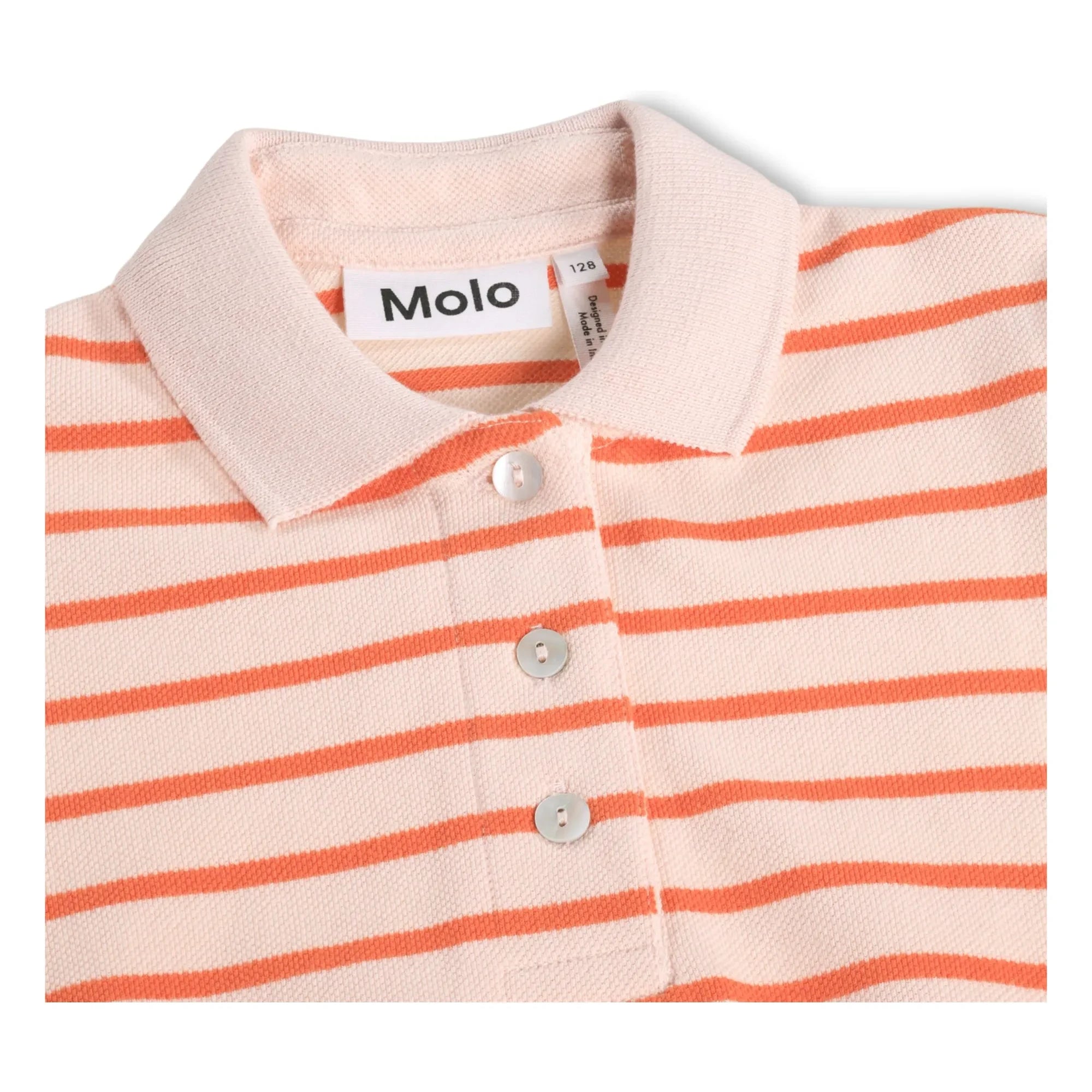 Molo - Raki Çizgili Organik Pamuk Polo Tişört | Açık Pembe