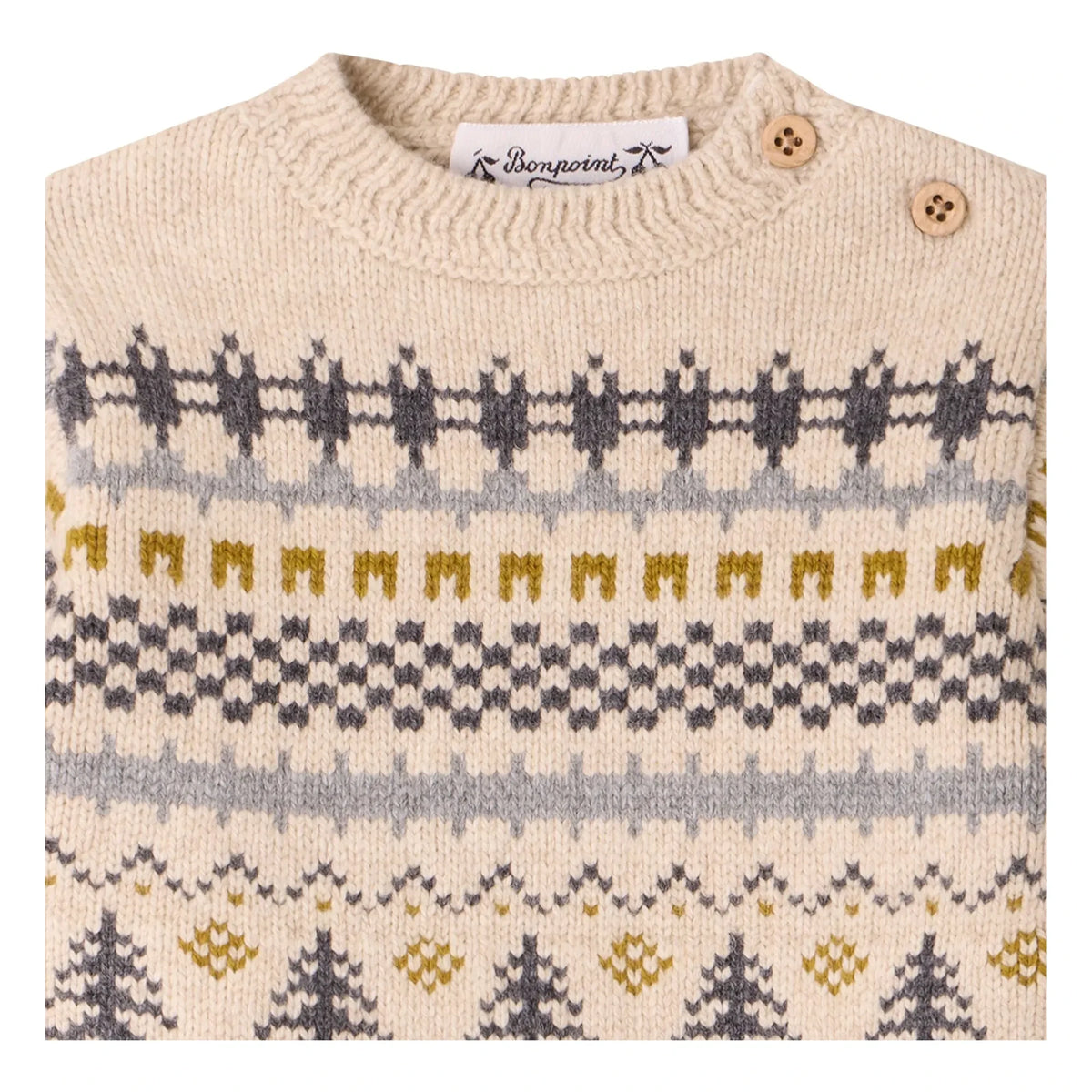 Bonpoint - Suéter de lana de invierno jacquard Chiné Dalmire | Natural